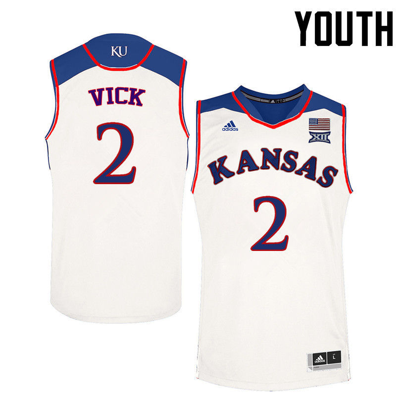 Youth Kansas Jayhawks #2 Lagerald Vick College Basketball Jerseys-White - Click Image to Close